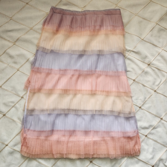 Koch Dresses & Skirts - KOCH Bella Skirt Sunrise Tulle Large Pastel Tie Dye Midi Elastic Waist, Side Zip